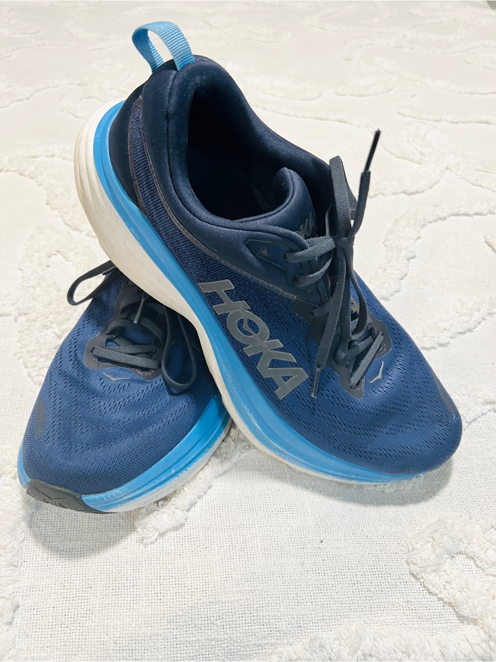 Hoka One One Black Sneakers with Blue Logo